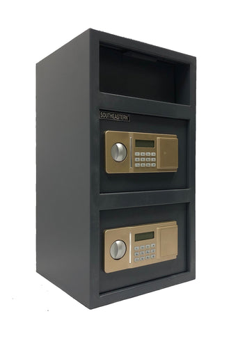 SOUTHEASTERN F2614EEVN Double Door Money Drop Depository Safe with Quick Access Electronic Lock & Back up Key - Southeastern Safes